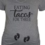 It’s Your Day Clothing Eating Tacos for Three, Womens Maternity Shirt Twins Pregnancy Announcement Tee – Funny and Cute Maternity Tshirts – Gifts for Expecting Moms (Heather Gray, Vneck, Large)