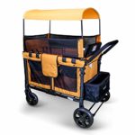 WonderFold Baby Multi-Function Four Passenger Wagon Folding Quad Stroller with Removable Reversible Canopy & Seats up to 4 Toddlers, Orange