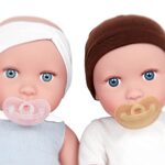 BABI by Battat – 14-inch Newborn Baby Dolls Soft Bodies – Twin Girl & Boy – Medium-Light Skin Tones with Blue Eyes – Removable Outfits & Pacifier Accessories – Children’s Toys for Kids Ages 3+