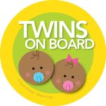 Twins on Board Car Sticker – Afr. Amer. baby boy+girl on board – Modern and Unique – Bright Colors