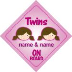 Twins Girls On Board Personalised Car Sign New Baby Girl/Child Gift/Present