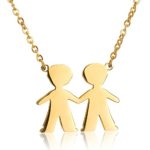 AOCHEE Son Daughter Two Kids Twins Family Pendant Friends Necklace 18”