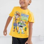 Disney Pixar Toy Story Buzz Lightyear Woody Toddler Boys Athletic T-Shirt and Mesh Shorts Set Yellow 4T