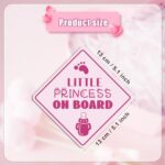 2pcs Little Princess On Board Car Stickers, 5.1×5.1 Inch Reflective Magnetic Baby in Car Sticker for Car Safety Warning Sign Decals Accessories for Various Vehicles