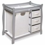Badger Basket Sleigh Style Changing Table with Hamper/Baskets, Gray