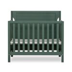 Dream On Me Bellport 4 in 1 Convertible Mini/Portable Crib In Safari Green, Non-Toxic Finish, Made of Sustainable New Zealand Pinewood, With 3 Mattress Height Settings