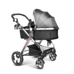 Infant Baby Stroller for Newborn and Toddler – Besrey Convertible Bassinet Stroller Luxury Pram Compact Single Baby Carriage, Gray