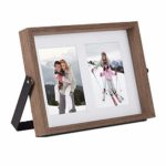 VonHaus 4×6 Tabletop Decorative Picture Frame Fits 2X Photos Walnut Brown Wooden Standing and Leaning Photograph Frame with Iron Bracket – Personalized Gift for Friends and Family