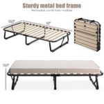 Giantex Folding Rollaway Bed with Mattress for Adults, Cot Size Portable Guest Bed with Memory Foam Mattress for Bedroom Office, Fold up Bed with Steel Frame & Wood Slats, Easy Storage, Made in Italy