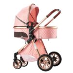 3 in 1 Baby Travel System Infant Baby Stroller Pushchair High Landscape Reversible Foldable Portable Standard Stroller Newborn Pram Buggy Reclining Baby Carriage (225 Pink-57)