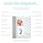 Pearhead First 5 Years Chevron Baby Memory Book, Clean-Touch Baby Safe Ink Pad for Baby’s Handprint or Baby’s Footprint, Gender Neutral Baby Milestone And Pregnancy Book, Gray