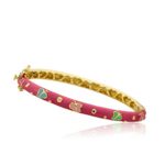 Little Miss Twin Stars Outfit Makers 14k Gold-Plated Bangle with Multi Color Butterflies and Gold Dots