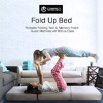 Portable Mattress – Folding Memory Foam Guest Fold Up Bed w/Case | Tri-Fold (6 Inch) Travel Away Floor, Futon & Camp Cot Topper for Fast Trifold Foldable (Fold-Up & Fold-Out) Sleep Comfort (Twin)