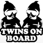 Twins On Board Decal Vinyl Sticker|Cars Trucks Vans Walls Laptop| Black|5.5 x 5.2 in|DUC543