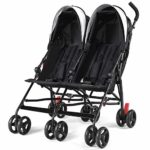 HONEY JOY Double Light-Weight Stroller, Travel Foldable Design, Twin Umbrella Stroller with 5-Point Harness, Cup Holder, Sun Canopy for Baby, Toddlers (Black)
