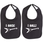 I Rock Guitar Twin Set Unisex Newborn Baby Soft 100% Cotton Bibs in Black