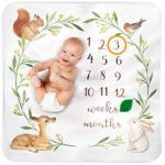 Bubzi Co Baby Monthly Milestone Blanket | Watch Me Grow Woodland Nursery Décor | European Design 47 x 47″ | Gender Neutral Shower Baby Gifts for Newborn Girl & Boy | Photoshoot Background Prop