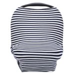 Parker Baby 4 in 1 Car Seat Cover for Boys – Stretchy Carseat Canopy, Nursing Cover, Grocery Cart Cover, High Chair Cover – Navy/White Stripes