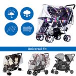 Universal Double Stroller Rain Cover Waterproof Rainy Weather Guard Side by Side Twins Travel Stroller Shield Pushchair Windproof Rain Cover Stroller Accessory Easy Installation