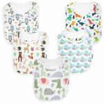 Premium, Organic Cotton Toddler Bibs, Unisex 5-Pack Extra Large Baby Bibs for Boys and Girls by KiddyStar, Baby Shower Gift for Feeding, Drooling, Teething, Adjustable 5 Positions (Bears & Whales)