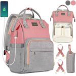 Cosyland Diaper Bag Backpack for Mom Travel Backpack Nappy Bags Large Capacity Maternity Bag with USB Charge Port Stroller Strap Wide Shoulder Strap Insulated Pockets Baby Shower Gift (Pink)