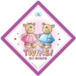Twins On Board Car Sign, Pink & Blue Bears Car Signs, Twins On Board Car Sign, Bumper Sticker, Decalm Baby Sign, Twin Boy And Girl, Unisex Baby On Board