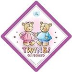 Twins On Board Car Sign, Pink & Blue Bears Car Signs, Twins On Board Car Sign, Bumper Sticker, Decalm Baby Sign, Twin Boy and Girl, Unisex Baby On Board