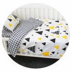 3 Pcs Baby Bedding Set Pure Cotton Cot Kit for Newborns Children Crib Bed Linen Include Duvet Cover Pillowcase Flat Sheet,Yellow Triangle