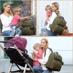 BabbleRoo Diaper Bag Backpack, Unisex Bags with Changing Pad, Pacifier Case & Stroller Straps, Multifunction Waterproof Travel Back Pack for Boys Girls, Army Green