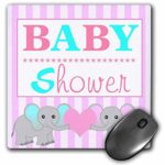 3Drose 8 X 8 X 0.25 Inches Mouse Pad Baby Shower Cute Twin Elephants Pink and Blue (mp_57085_1)
