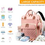 Diaper Bag with Changing Station, Waterproof 3 in 1 Baby Diaper Backpack with Foldable Changing Pad, Large Travel Back Pack for Baby Girl Boy, Peach Pink