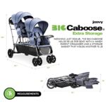 Joovy Big Caboose Triple Stroller with Rear Bench and Standing Platform, Reclining Seats, Optional Rear Seat, and Two Universal Car Seat Adapters, Slate