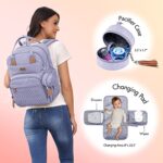 Dikaslon Diaper Bag Backpack with Portable Changing Pad, Pacifier Case and Stroller Straps, Large Unisex Baby Bags for Boys Girls, Multipurpose Travel Back Pack for Moms Dads,Taro Purple