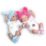 iCradle 2pcs Mini Reborn Babies Dolls Full Body Vinyl Silicone 10″ 26cm Realistic Looking Baby Girl Twins Anatomically Correct