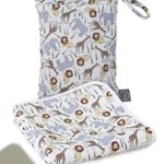 Splat Mat for Baby – Washable Waterproof Non-Slip High Chairs Floor Mat Multi-Purpose Playmat for Arts, Crafts, Feeding Plus Waterproof Wet Bag 51” X 51” (Safari)