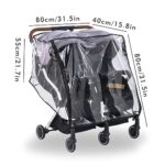 SeedFuture Double Stroller Rain Cover Side By Side Universal, Stroller Accessories Rain Cover for Double Pram Pushchair Outdoor Travel, Waterproof and Windproof Weather Shield for Baby Car Raincover