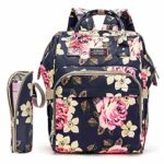 Diaper Bag Backpack Floral Baby Bag Water-Resistant Baby Nappy Bag with Insulated Water Bottle Bag/Changing Pad for Women/Girls/Mum (Flower Pattern)