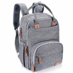 Diaper Bag Backpack, BabbleRoo Neutral Travel Back Pack for Mom & Dad, Large Capacity Waterproof Baby Nappy Changing Bags for Boys & Girls, Multifunction & Stylish, Gray
