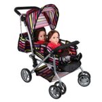 Mommy & Me Twin Doll Stroller with Swiveling Wheels and Carriage Bag, Folding Double Doll Pram for Baby Dolls