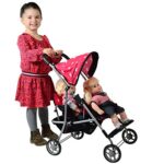 My First Doll Twin Stroller – Cutest Heart Design Doll Twins Stroller – Great Toy Gift for Girls
