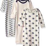 Touched by Nature Baby Organic Cotton Gowns, Hedgehog 3-Pack, 0-6 Months