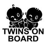 daffodilblob Funny Twins ON Board Letters Printed Waterproof Reflective Safety Car Sticker for Notebook Skateboard Snowboard Luggage Suitcase MacBook Car Bicycle Bumper?Black