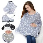 Baby Nursing Cover & Nursing Poncho – Multi Use Cover for Baby Car Seat Canopy, Shopping Cart Cover, Stroller Cover, 360° Full Privacy Breastfeeding Protection, Baby Shower Gifts for Boy&Girl