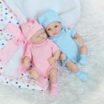 iCradle 10″ 26cm Mini Lifelike Baby Boy and Sleeping Girl Twins Handmade Reborn Doll Full Body Vinyl Silicone Realistic Looking Newborn Twin Dolls Anatomically Correct