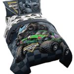 Monster Jam Slash 5 Piece Twin Bed Set – Includes Reversible Comforter & Sheet Set – Bedding Features Grave Digger & Megalodon – Super Soft Fade Resistant Microfiber – (Official Monster Jam Product)