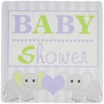 3dRose LLC 8 x 8 x 0.25 Inches Baby Shower, Cute Twin Elephants Mouse Pad, Green and Blue (mp_57086_1)