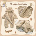 UVIPC Newborn Baby Bear Onesie Baby Fleece Snowsuit Jumpsuit Warm Hooded Outfits Double Line Design