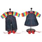 The Queen’s Treasures 15 Inch Doll Clothes Designed for Use with Bitty Baby Dolls, St of Two Rainbow Overall Skirt & Pants, 2 Shirt and 2 Pair Shoes. Compatible with American Girls’ Bitty Baby Twins