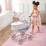 Badger Basket Toy Doll Just Like Mommy 3-in-1 Doll Pram Stroller and Carrier for 22 inch Dolls – Gray/Polka Dots