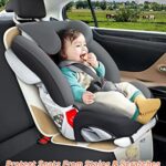 Sinvitron Car Seat Protector, 2Pack with Leather and Fabric Padding, Non-Slip Backing with Mesh Pockets, Waterproof seat Protectors for Vehicles Baby Pets(Off-White)